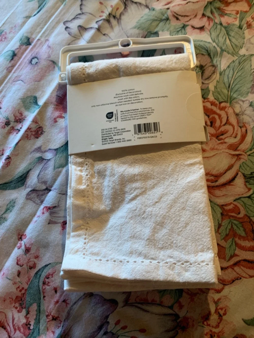 Threshold Cotton Napkins with Cream Base and Orange Floral Embroidery 2 Pack